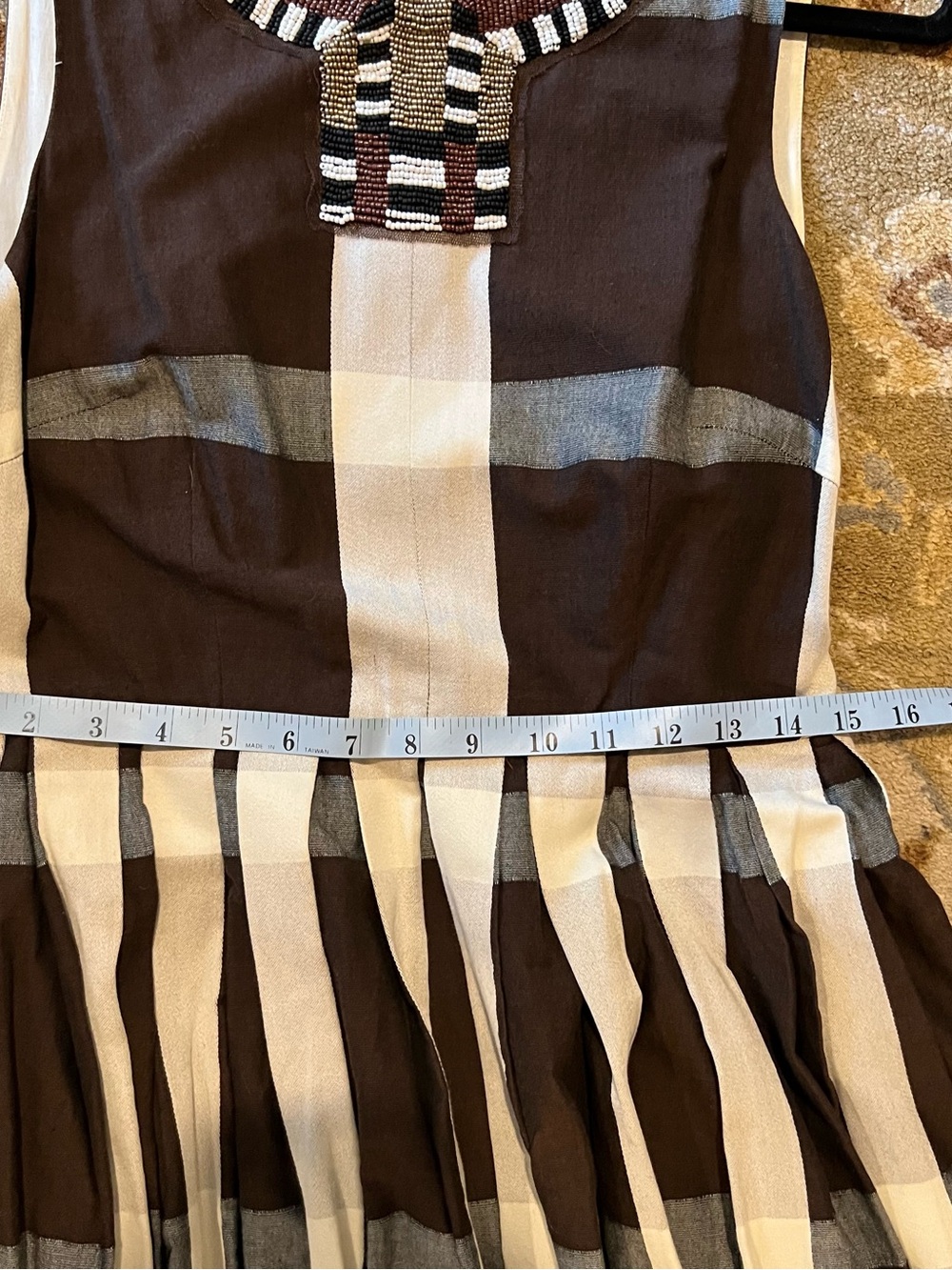 Anthropologie Maeve brown and White Striped Sleeveless fit and flare Midi Dress - Picture 12 of 12